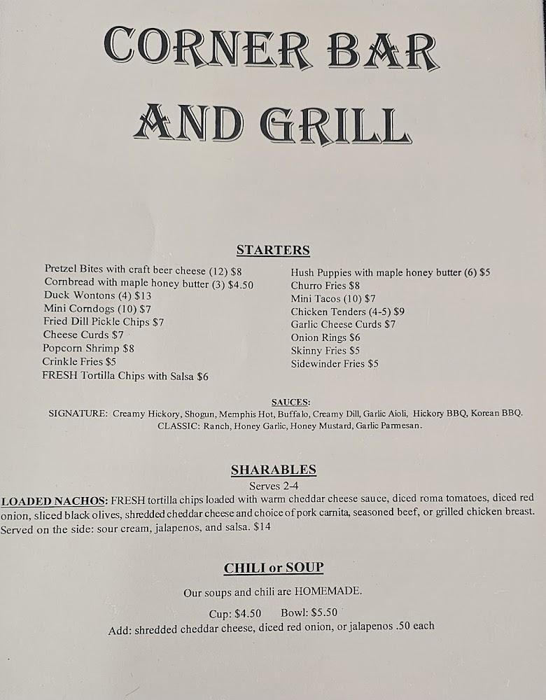 Corner Bar and Grill Menu image 4